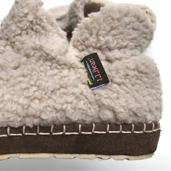 L.L. Bean teddy bear sherpa cozy slipper booties pile fleece - Picture 10 of 11
